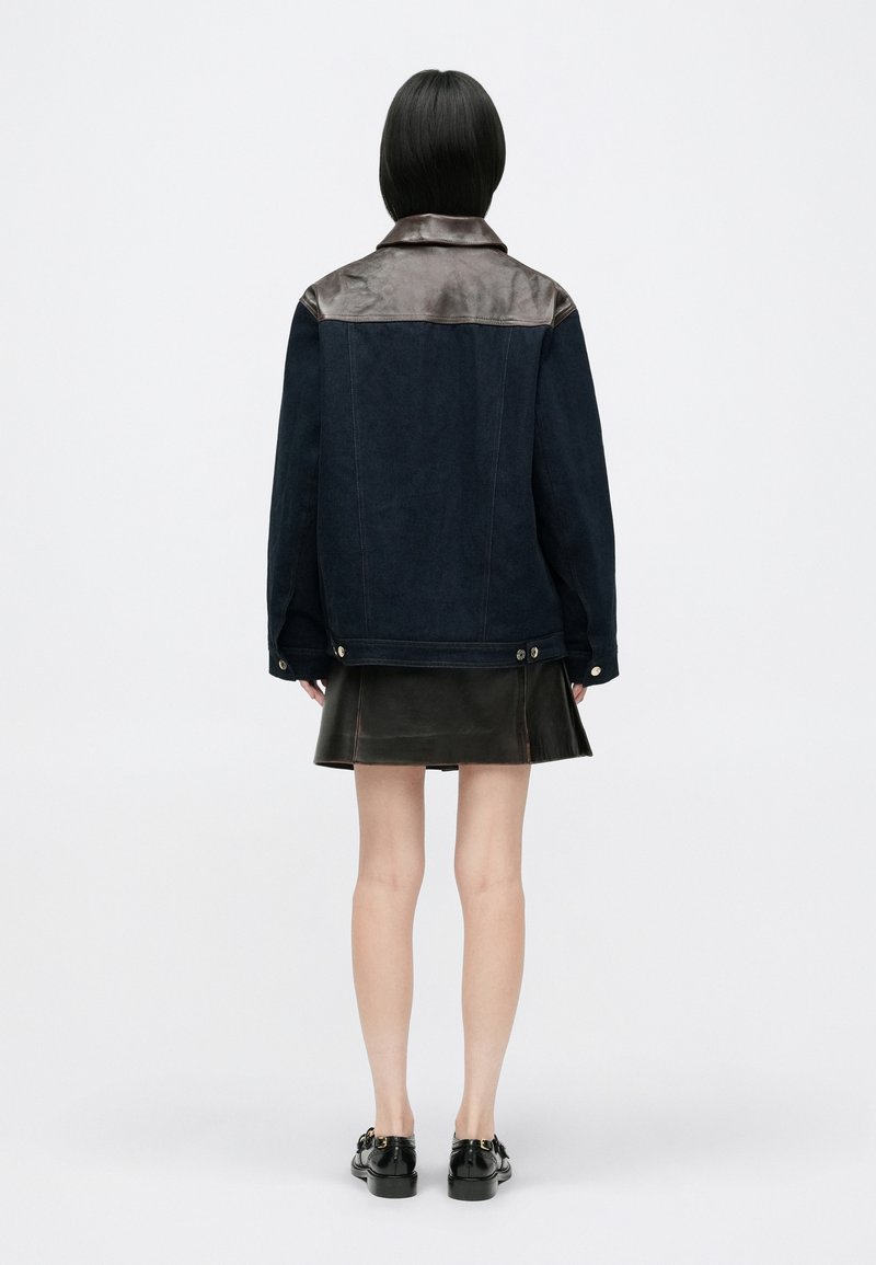 Veste En Cuir Old Navy Noir Marine - Taille S - Boutonnée Devant - Pour Femme
