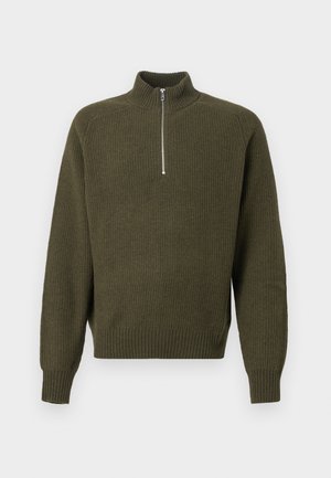 HALF ZIP SWEATER - Strickpullover - moss green