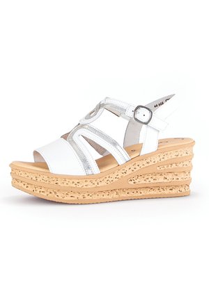 Sandalen met plateauzool - weiss silber