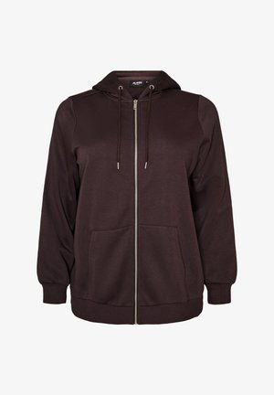 Zizzi, KAPUZENSWEATSHIRT MIT REISSVERSCHLUSS UND TASCHEN - Lukuga pusa - braun