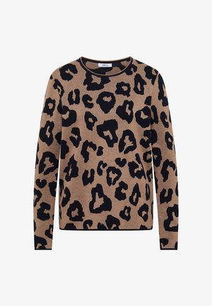 Cecil, PULLOVER MIT RUNDHALS UND LEO-MUSTER - Striktrøje - creamy mocha melange