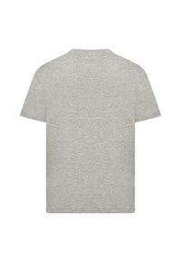 Grijs katoenen T-shirt met een ronde hals en korte mouwen. Gladde textuur, effen kleur, geen zichtbare graphics of versieringen.