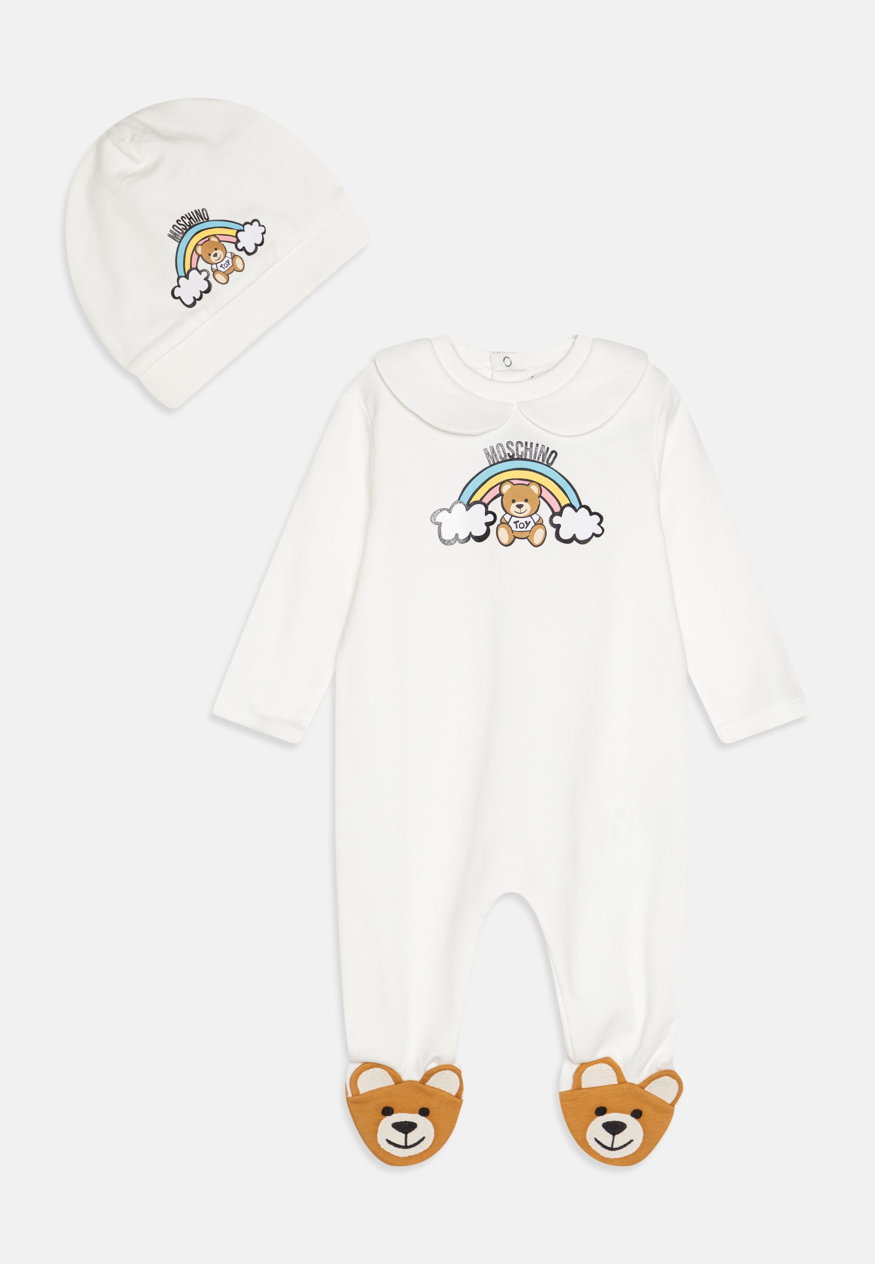 MOSCHINO BABYGROW HAT UNISEX SET Berretto cloud/avorio