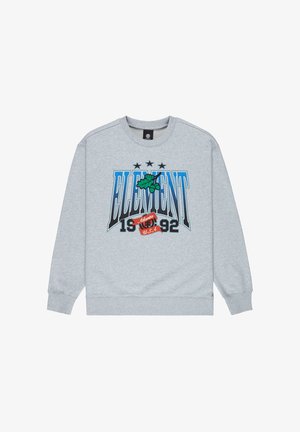 Hellgrauer Sweatshirt mit großem Schriftzug "ELEMENT" in blauen Buchstaben, einer Eichenblatt-Grafik, drei schwarzen Sternen und dem Text "1992 Atlanta USA" auf der Vorderseite.