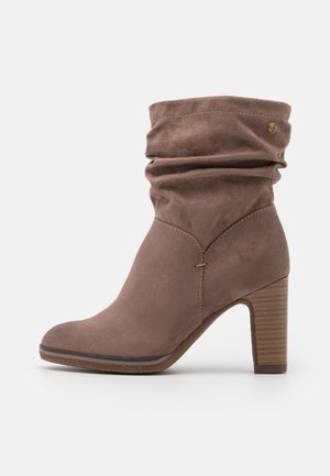 Enkellaarsjes met hoge hak - taupe