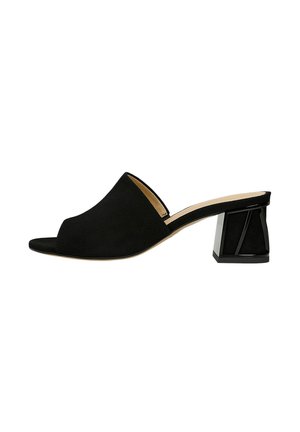 KLAPKI ZE NA LAKIEROWANYM SŁUPKU - Heeled mules - black