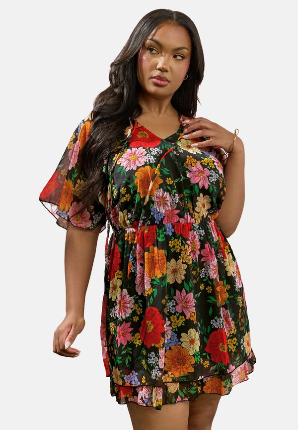 FLORAL NECK RUFFLE - Freizeitkleid