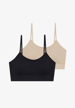 Even&Odd active 2 PACK ESSENTIAL SEAMLESS LIGHT SUPPORT SPORTS BRA - Sport-bh met light support - beige/black
