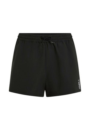 Mustad ujumispüksid elastse vöökohaga, nöörkinnitusega ja küljele trükitud logoga; valmistatud kergest, kiiresti kuivavast kangast.