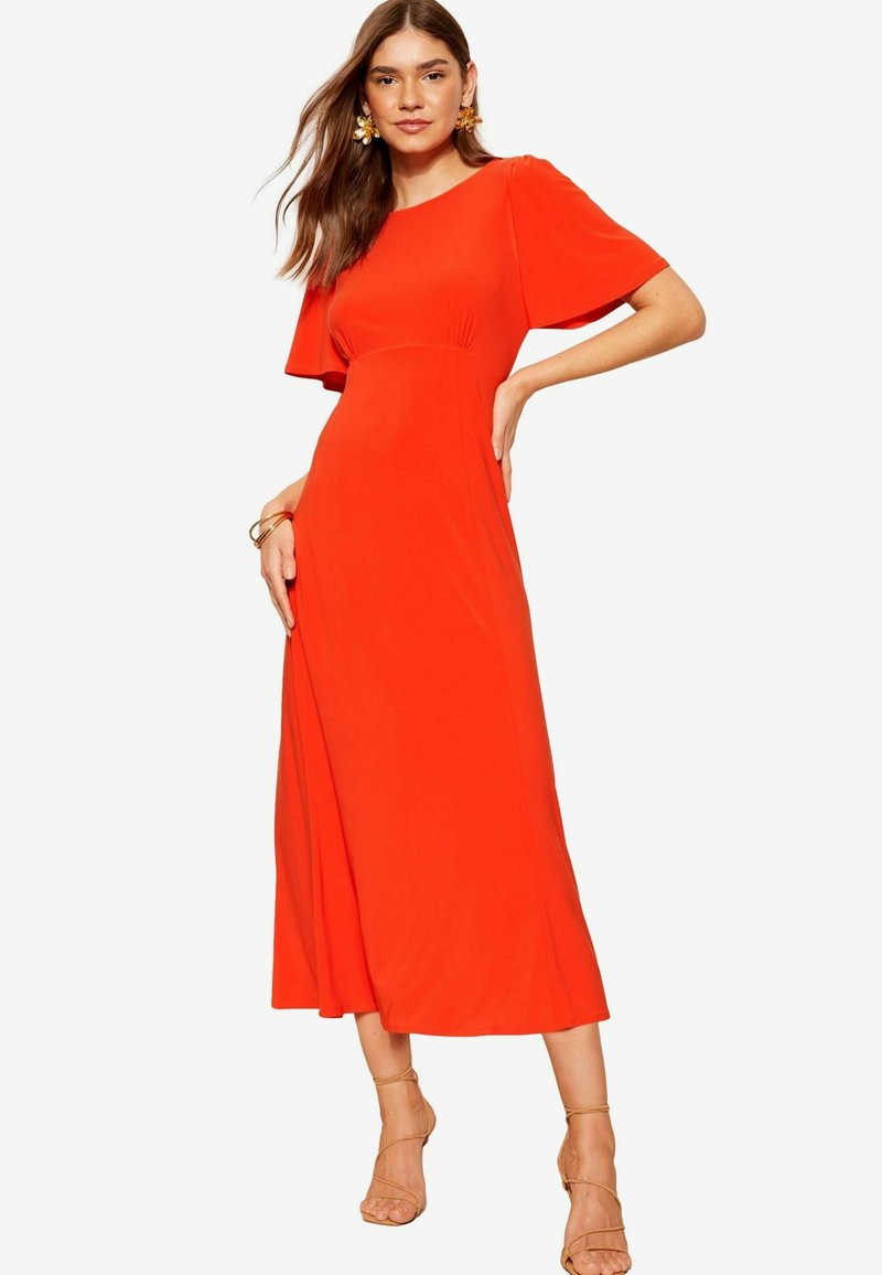Friends Like These FLUTTER SLEEVE ROUND NECK MIDI - REGULAR FIT - Trikoomekko - orange