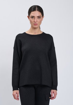 INFLUENCER, INFLUENCER PULLOVER HERRINGBONE PULL - Strickpullover - black