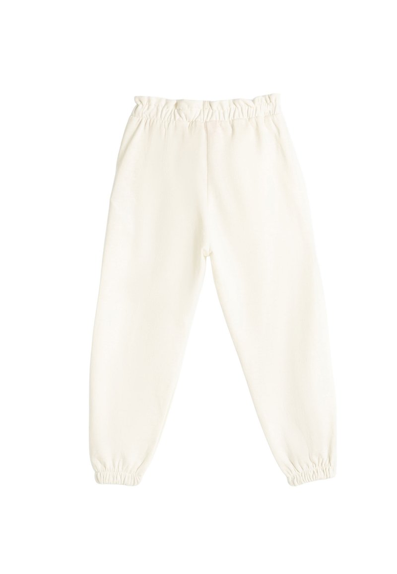 Witte fleece sweatpants met elastische tailleband en boorden, relaxed fit, geschikt voor casual wear.
