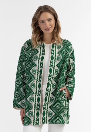 IZIA Strickjacke - grün wollweiss stickerei