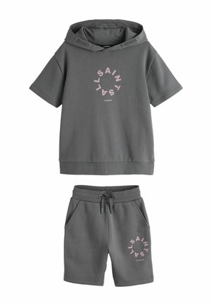 REGULAR FIT - TIERRA OVERSIZED SHORT SLEEVE  SET  - Mikina s kapucňou - charcoal grey