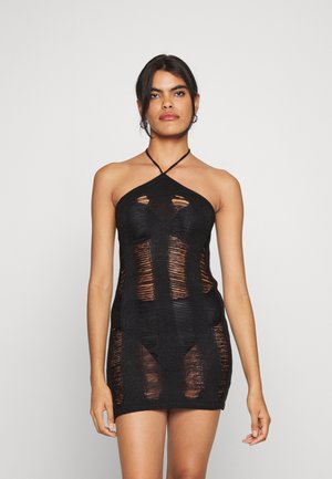 LADDERED HALTER - Jumper dress - black