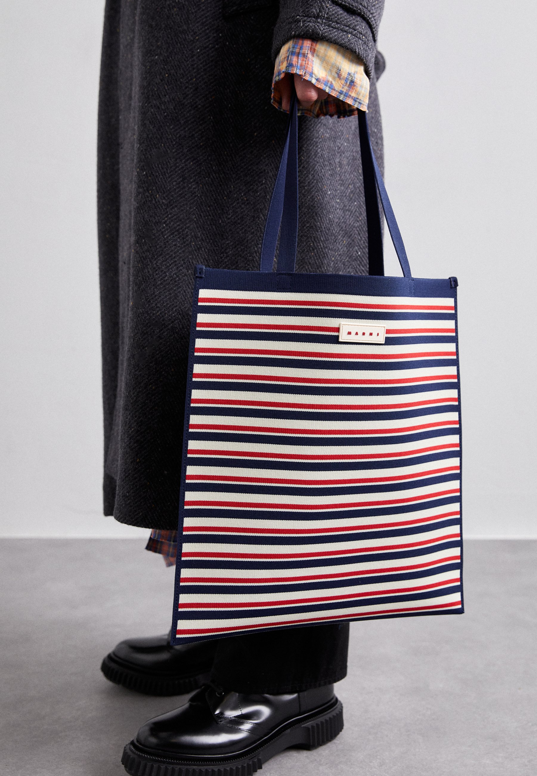 Marni TOTE FLAT UNISEX - Tote bag - blue/light red/blue - Zalando 