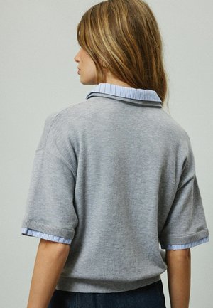 Next, TALL FIT - SHORT SLEEVE LAYERED POLO TOP - Polo shirt - grey stripe
