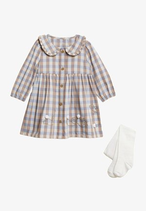 PR 2PC COTTON CHECK - Gebreide jurk - beige mix