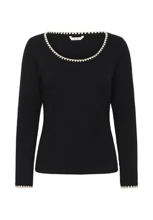 Cream RIBBA EMBROIDERY - T-shirt à manches longues - pitch black