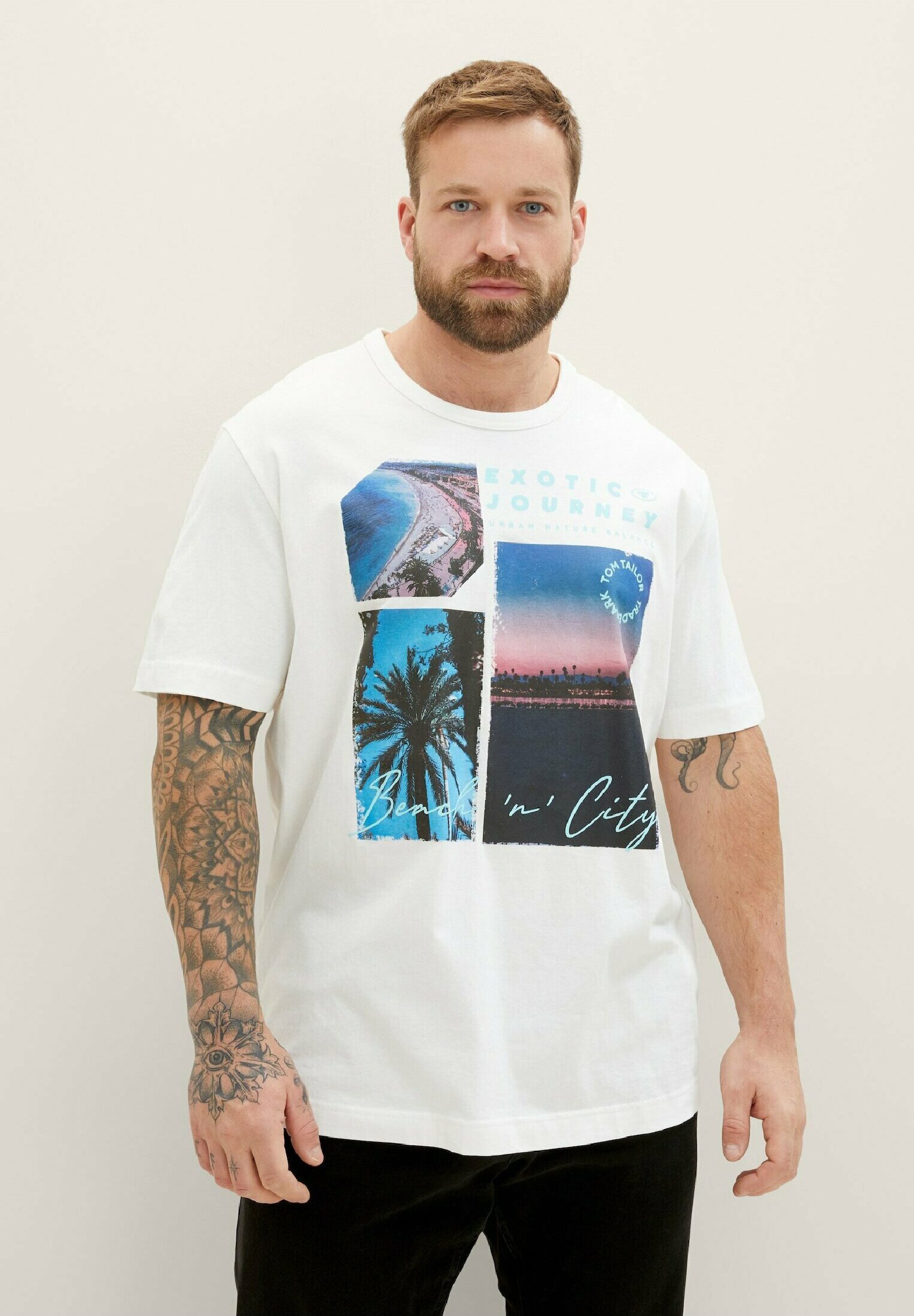 TOM TAILOR Herren T-Shirt Mit Foto-Print – Regular Fit, Aus Baumwolle