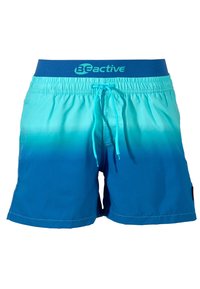 Blauwe heren zwembroek met een ombre-effect, voorzien van een rekbare tailleband, een verstelbaar trekkoord en zijzakken.