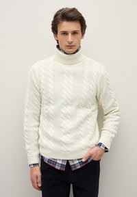 PIOMBO TURTLENECK REGULAR FIT WITH JACQUARD PATTERN - Jumper - optical white
