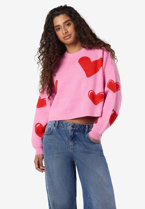 NMSHYLA O NECK STATEMENT - Pullover - begonia pink detail red hearts