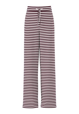 Pieces, PCLAYA WIDE PANTS - Pantaloni - winetasting/bright white