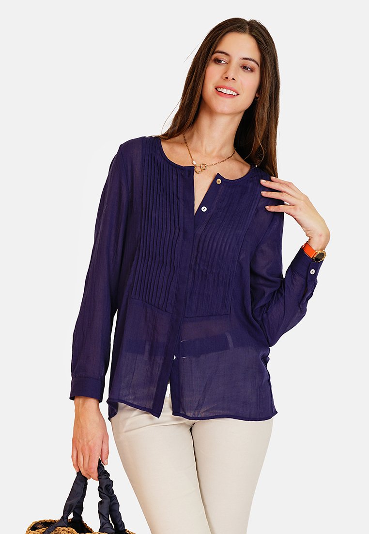 Le Jardin Du Lin Overhemdblouse donkerblauw Le Jardin Du Lin Overhemdblouse donkerblauw