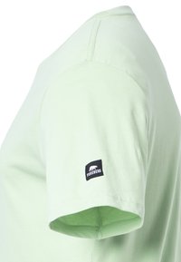 Lichtgroen T-shirt van zacht materiaal, met een ronde hals en korte mouwen. Een klein zwart Forsberg-logo staat op de linkermouw.