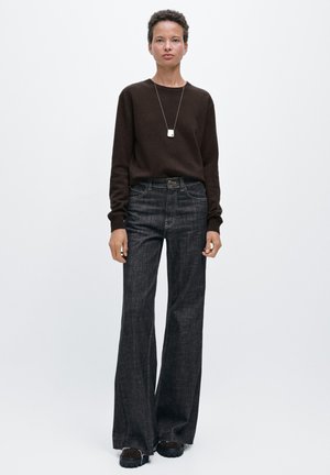 Massimo Dutti HIGH-WAIST  - Jean flare - mottled dark blue
