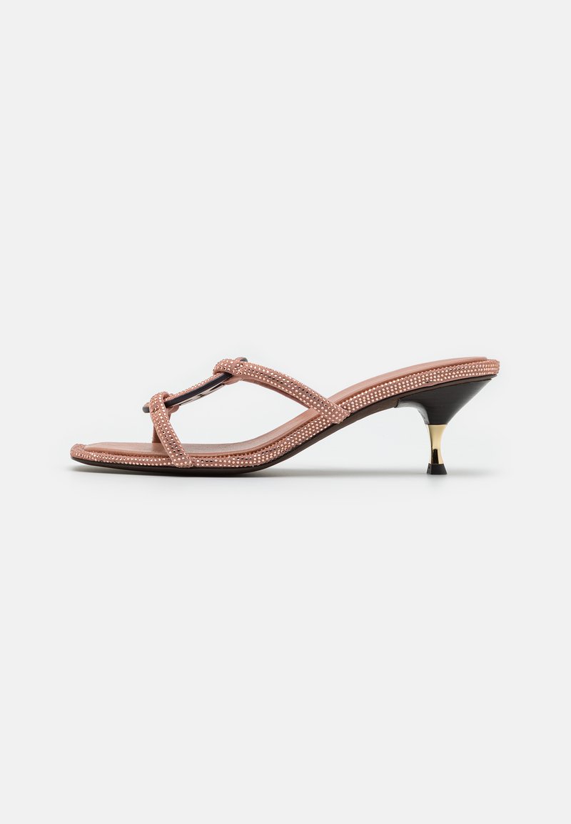Tory Burch PAVE GEO BOMBE MILLER LOW HEEL - Magas sarkú papucsszandálok - malva