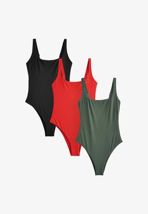 Next, REGULAR FIT - SQUARE NECK SWIMSUITS 3 PACK . - Kupaći kostim - red khaki green black rib