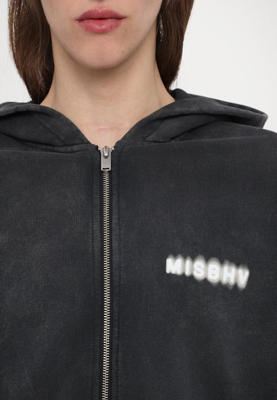 MISBHV COMMUNITY CROPPED ZIPPED HOODIE - Mikina so zipsom - washed black
