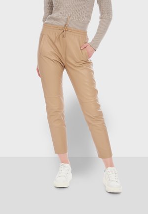 GIFT - Leren broek - light sand