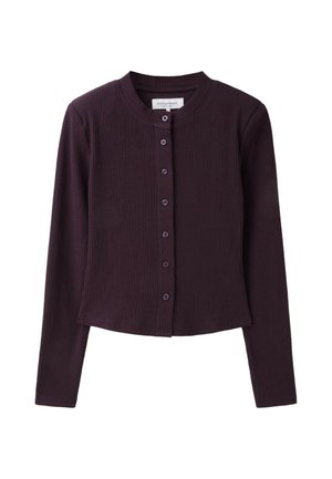 Stradivarius, KNIT CARDIGAN WITH SHOULDER PADS - Gilet - dark red
