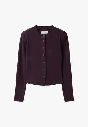 Stradivarius, KNIT CARDIGAN WITH SHOULDER PADS - Gilet - dark red