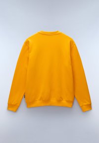 Geel sweatshirt met een ronde hals, ribgebreide manchetten en zoom. Zacht katoenen mixstof, gladde textuur en zonder zichtbare patronen of logo's.