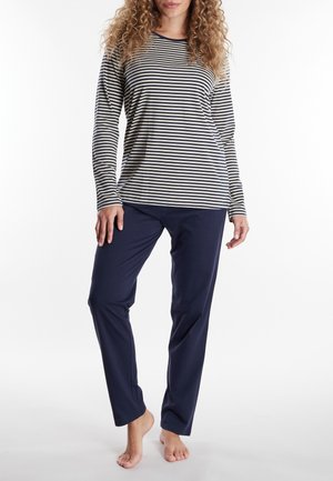SET - Nachtwäsche Set - blau dunkel ringel