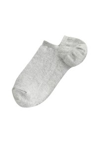 Graue Knöchelsocke aus weichem, strukturiertem Stoff. Verfügt über ein niedrig geschnittenes Design mit verstärkter Spitze und abgerundetem Absatz.