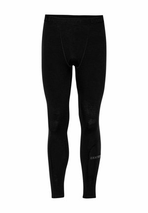 Leggings termici neri realizzati in tessuto elasticizzato, con vita elastica e un discreto dettaglio del logo sulla parte inferiore della gamba.