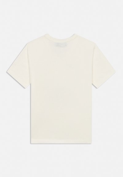 Cream-colored short-sleeve T-shirt shown from the back, with a round neckline and simple, plain design.