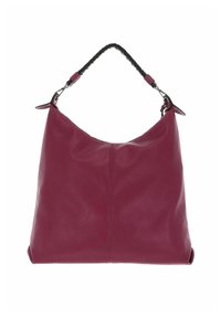 Sac à main en cuir de couleur bordeaux profond avec un design souple. Doté d'une bandoulière tressée et d'une texture lisse, agrémenté de ferrures argentées.