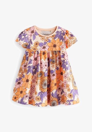 SHORT SLEEVE - Robe en jersey - orange retro floral