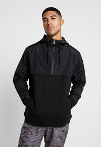 Urban Classics - MILITARY HALF ZIP HOODY - Luvtröja - black Miniatyrbild 1