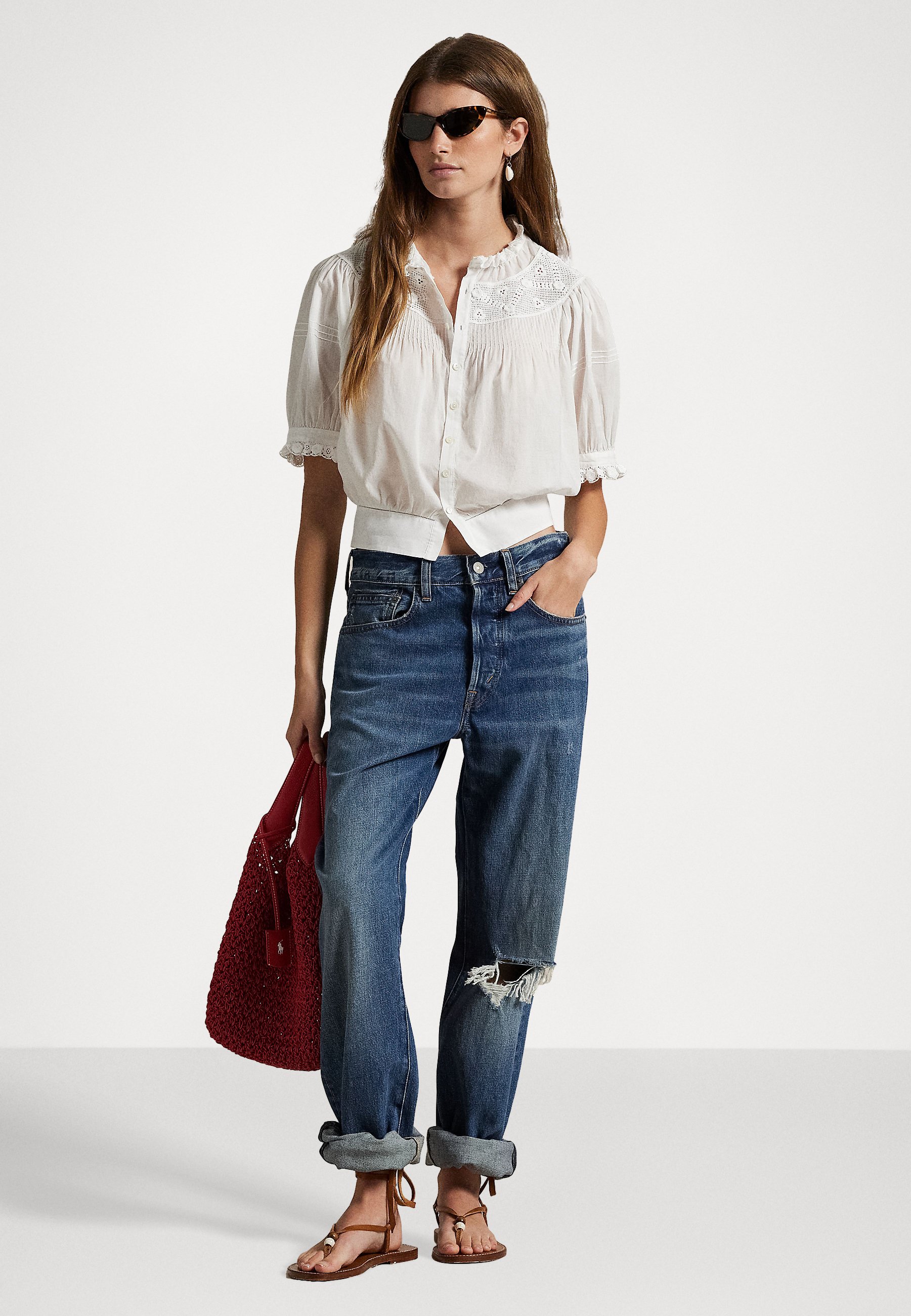 売れ筋商品|||ラルフローレン シャツ レディース トップス MICAL COTTON VOILE SHORT SLEEVE BLOUSE - Button-down blouse - white Polo Ralph Lauren MICAL COTTON VOILE SHORT SLEEVE BLOUSE