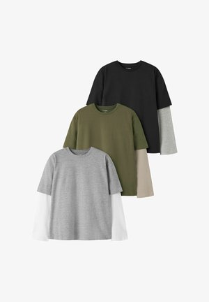 TWO SOON, T-SHIRT 3 PACK DOUBLE LAYER MULTIPACK LONG SLEEVE - Langarmshirt - winter moss