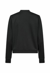 Felpa nera a maniche lunghe con polsini e orlo a coste, mostrata dal retro su uno sfondo bianco.