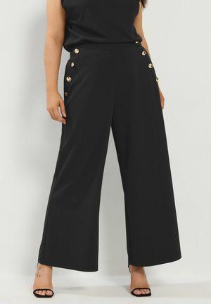Yours Clothing, PLUS SIZE WIDE LEG TROUSERS - Pantalon classique - black