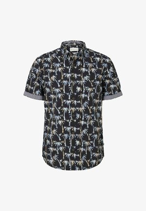 KURZARM MIT PALMEN - Shirt - black big palm design on check